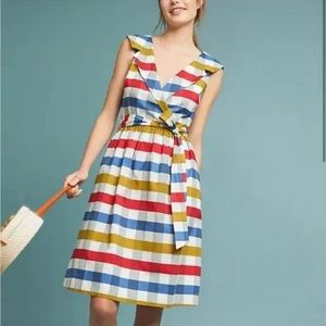 Anthro- Maeve Cricket Club Gingham Preppy Tennis Checkered Picnic Dress Size 4